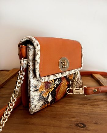 Bolso bandolera naranja print serpiente02
