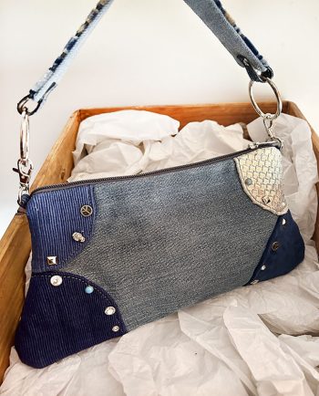 Bolso Baguette en tela vaquera con piel02