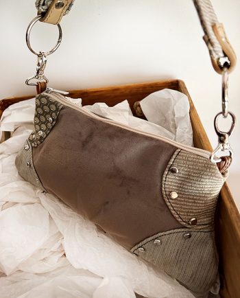 Bolso Baguette en mix de terciopelos color topo02