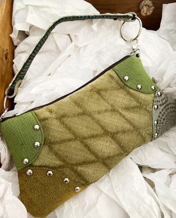 Bolso Baguette en mix de terciopelos verde01