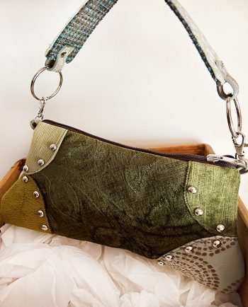 Bolso Baguette en mix de terciopelos verde02
