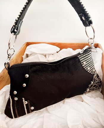 Bolso Baguette en mix de terciopelos negros01