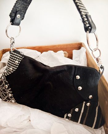 Bolso Baguette en mix de terciopelos negros02