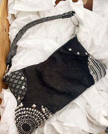 Bolso Baguette en mix de terciopelos negros01
