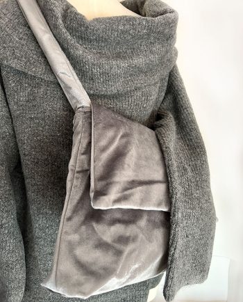 Bolso bandolera de terciopelo gris01