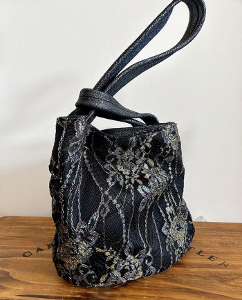 Bolso negro de fiesta en piel y encaje02