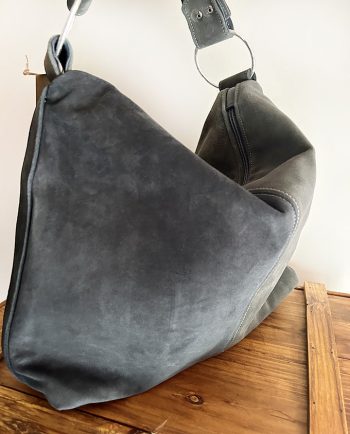 Bolso de ante gris oscuro y claro con cierre cremallera02
