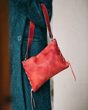 Bolso de hombro en piel de cabra color teja 01