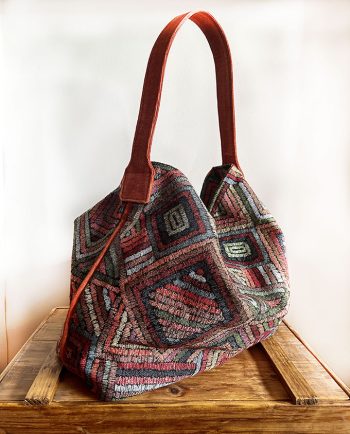 Bolso de tela étnica y terciopelo de pana 01