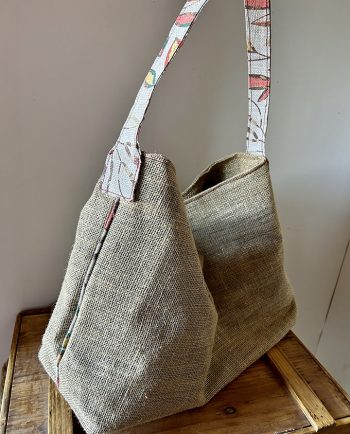 Bolsa de playa en yute y tela estampada01