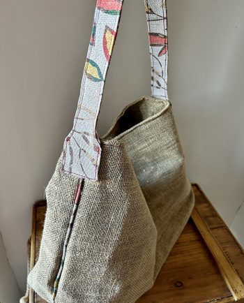 Bolsa de playa en yute y tela estampada02