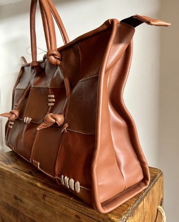 Bolso de viaje en mix de pieles color marrón1