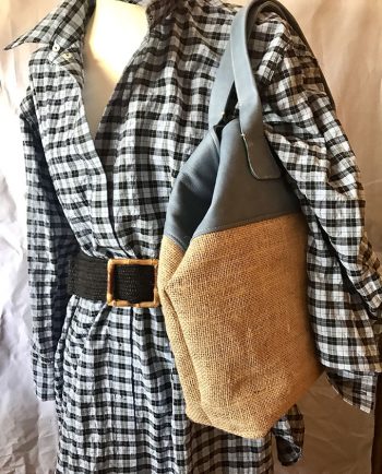 Bolso de yute y piel azul denim 02
