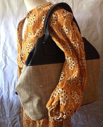 Bolso de yute y piel negra 02