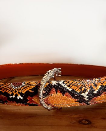 Cinturón ancho piel print serpiente naranja01