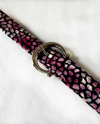 Cinturón piel fino rosa y negro01