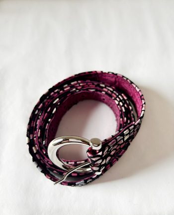 Cinturón piel fino rosa y negro02