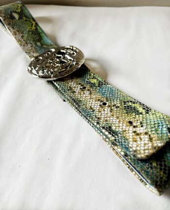 Cinturón ancho print serpiente verde y azul01