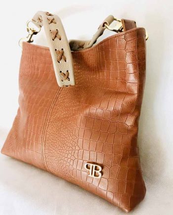 Bolso de hombro marrón cocodrilo