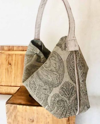 Bolso shopper en tela gris