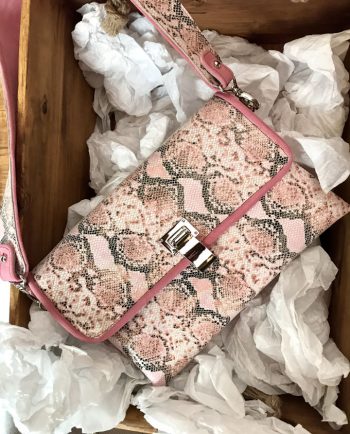 bolso piel print serpiente rosa y ante